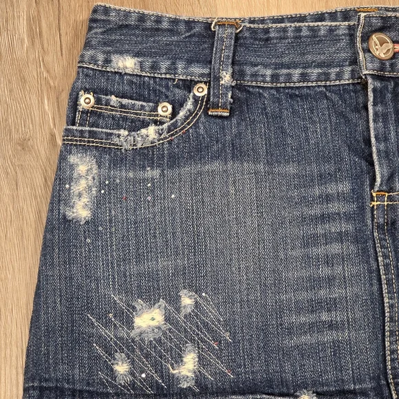 American Eagle Outfitters denim mini skirt 4 distressed - Picture 3 of 8